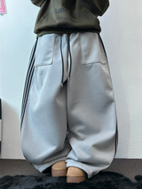 フリース❤トラックビッグポケットロングワイドバルーンパンツ 🖤🩶💛4カラー