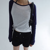 [Antique] Boat Neck See-Through Raglan Long-Sleeve T-Shirt - 3 Colors