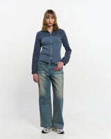 Ribbed Slim Zip-up _ BLUE