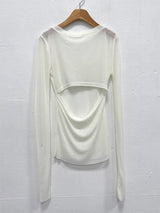 SLIM CUT OUT V NECK SLEEVE (2COLOR)