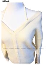 halter strap off-shoulder V-neck knitwear
