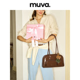muva.レザー マルチポケット ラージキャパシティ アンダーアームバッグ