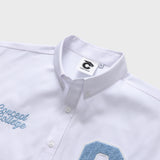 スカイブルーCパッチホワイトオックスフォードショートスリーブシャツ [Unisex]