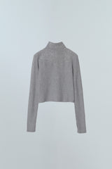 LOGO MIX UNBALANCE HALF ZIP-UP TOP - GRAY