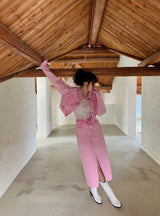 [SALE] Pink cropped denim jacket