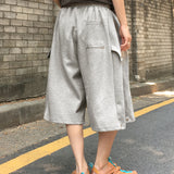 [UNISEX] カットサイドスナップカプリバミューダパンツ
