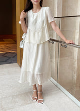Pulson Ruffle Banding Wrinkle Layered One Piece