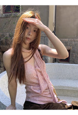 チョーカーVネックラップノースリーブTシャツ
