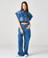 MP HALF CUTTING DENIM PANTS