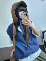 フリースレイヤードベストジップアップ💚💙🖤🧡4COLOR