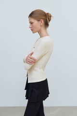 CUT OUT WRAP KNIT TOP - IVORY