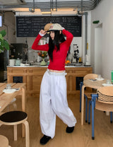 Vintz three-pin tuck balloon wide cotton pants