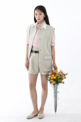 FRONT BELT SHORTS_SAND BEIGE