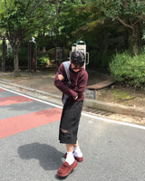 ワッフルハイネックフィンガーホールフーディー