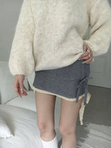 Gray lace knit skirt
