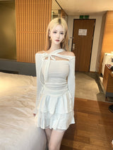 1196. Satin ribbon lace cancan mini sk (3color)