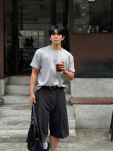 ローラン キーリング ストライプ バミューダパンツ