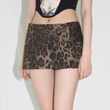 Leopard Skirt with Shorts - BROWN