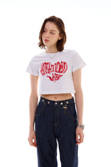 ハートスローガンクロップTシャツ / レッド