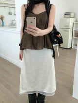 satin flower midi skirt (2 colors)