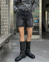 Linear washing denim short pants