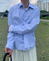 リベットクロップストライプシャツ