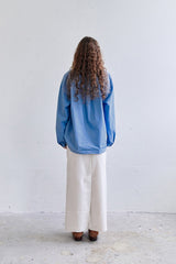 SHIRRING BLEACHED DENIM SHIRT