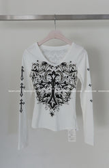 クロムクロスVネック長袖Tシャツ