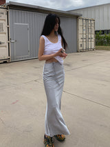 SATIN STRAP MAXI SKIRT (2COLOR)
