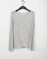 Lohil button slit ribbed see-through knit
