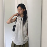 シャオ ボヘミアン ストライプ ストラップ レイヤード ミニドレス