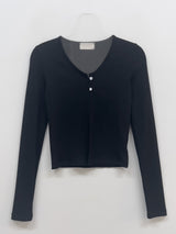 Two-button slit ribbed cardigan T-shirt
