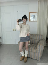 Gray lace knit skirt