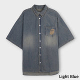 Summer shea damage washed denim half shirt