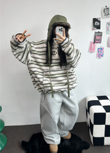 FLEECE-PICKABLE❤HARDY CIRCLE LINE BALLOON LONG SWEAT PANTS🤎🩶🖤3COLOR