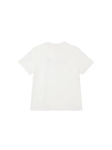 6CRAYON ホワイトボックスフィットTシャツ オフネック フロックプリント（black logo）