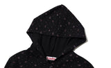 FLOWER WAFFLE BUTTON HOODIE - BLACK