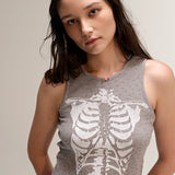 Floral Bone Sleeveless Gray