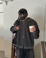マロンフードニットジップアップ(Dark Gray)