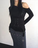 Layered stud long skirt