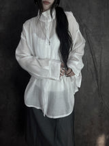 chiffon scarf high-neck shirt (2color)