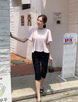 モアング カット パフ フレア Tシャツ
