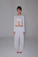 eatmeplz* Original Print Homemade Knit Cardigan Long Pants Early Autumn Home Set