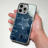 フェイドデニムスターダストスマホケース ブルーインディゴ (SV_MagSafeGlass)