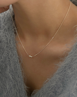 Brush pearl necklace (silver)