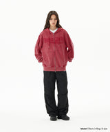 WASHED CUT OFF APPLIQUE HOOD ZIP UP