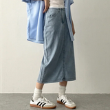  Sundy Charlang Cool Denim Long Skirt [Short & Basic Selection] Lyocell Fabric
