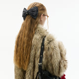 ヒョウ柄ビッグリボンヘアピン