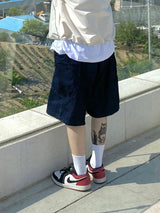 Big pocket denim half pants 2C