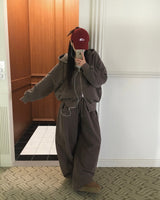 [BELLIDE MADE] ユニークバックレイズドピグメント ツーウェイジップアップパーカー